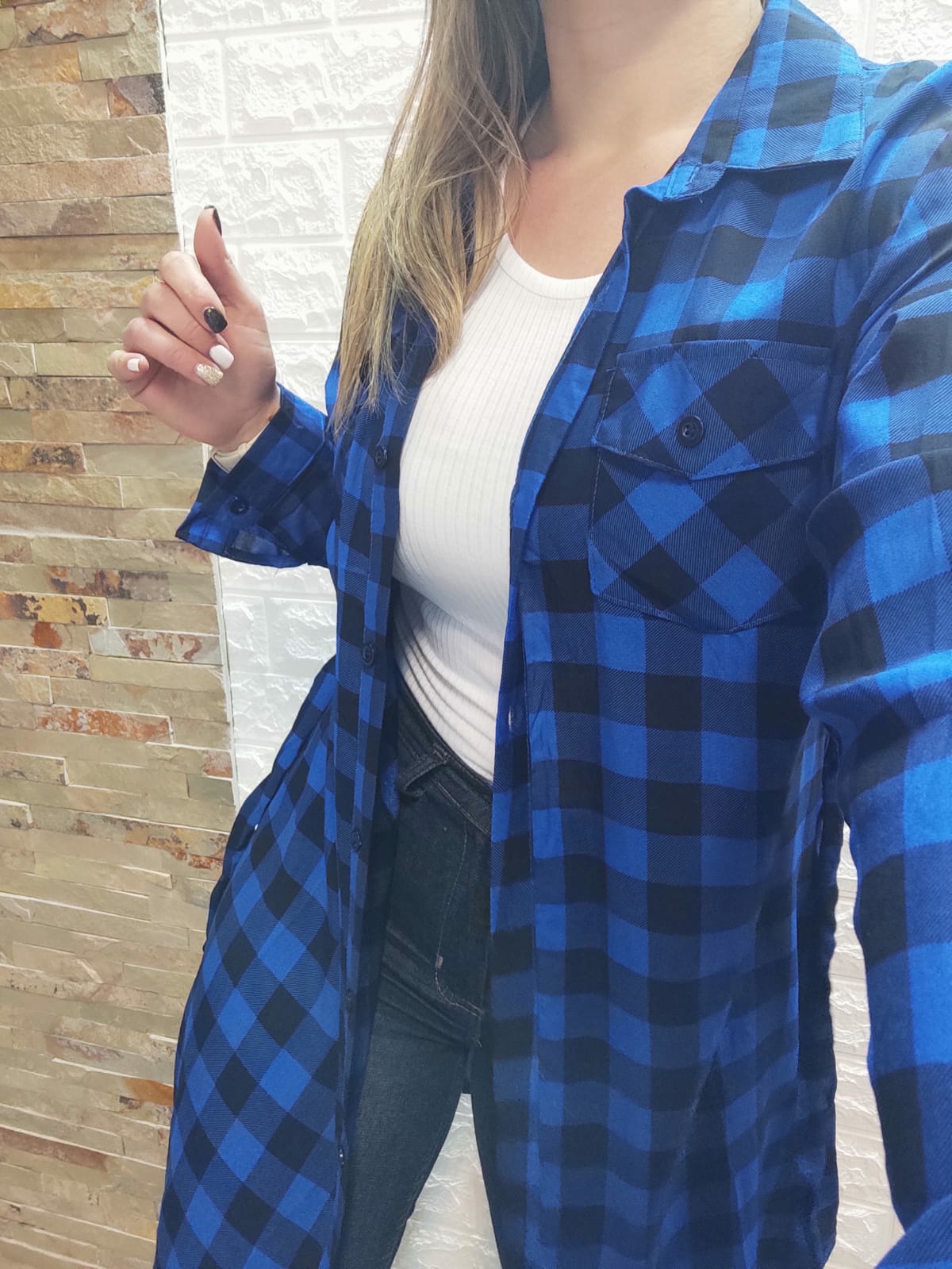 Camisa cuadros rojo-negro-blanco-azul