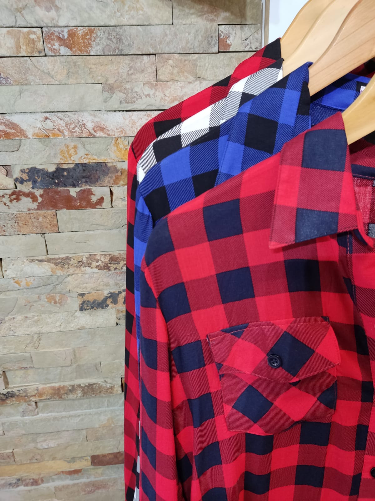 Camisa cuadros rojo-negro-blanco-azul